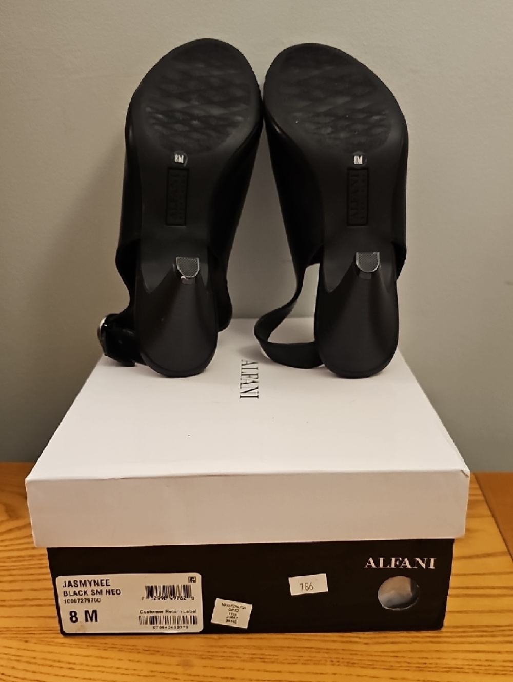 Alfani JASMYNEE Black Peep-Toe Slingback Heels Size 8 - Picture 6 of 8